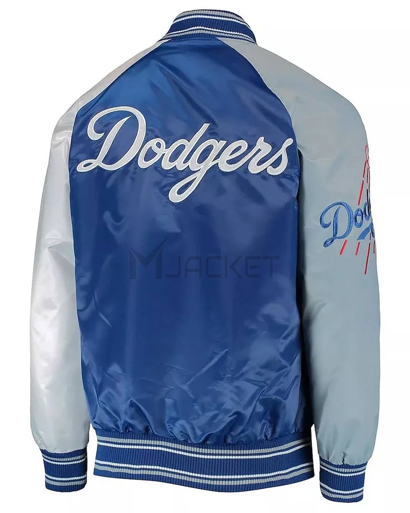 Reliever LA Dodgers Royal Blue, Gray and White Satin Jacket - image 2