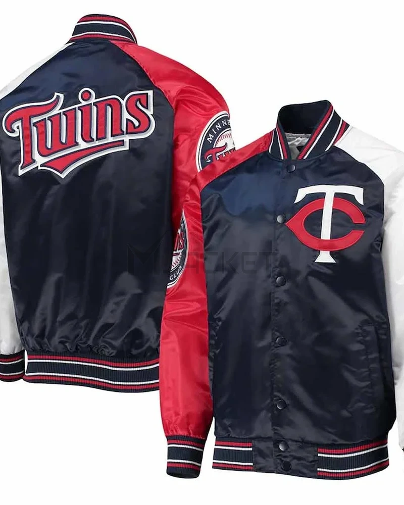 Reliever Minnesota Twins Navy/Red Satin Jacket - image 3