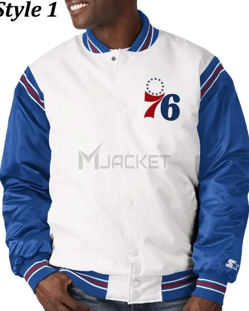 Renegade Philadelphia 76ers Full-Snap Satin Jacket - image 5