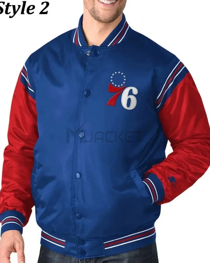 Renegade Philadelphia 76ers Full-Snap Satin Jacket - image 6