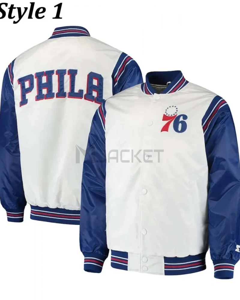 Renegade Philadelphia 76ers Full-Snap Satin Jacket - image 7
