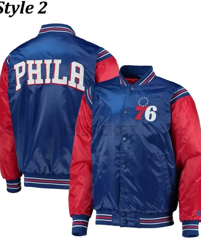Renegade Philadelphia 76ers Full-Snap Satin Jacket - image 8