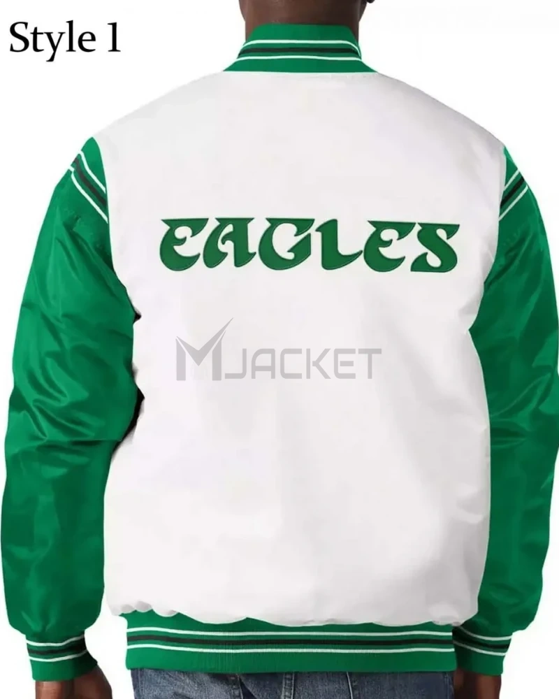 Renegade Philadelphia Eagles Starter Satin Green and White Jacket - image 12