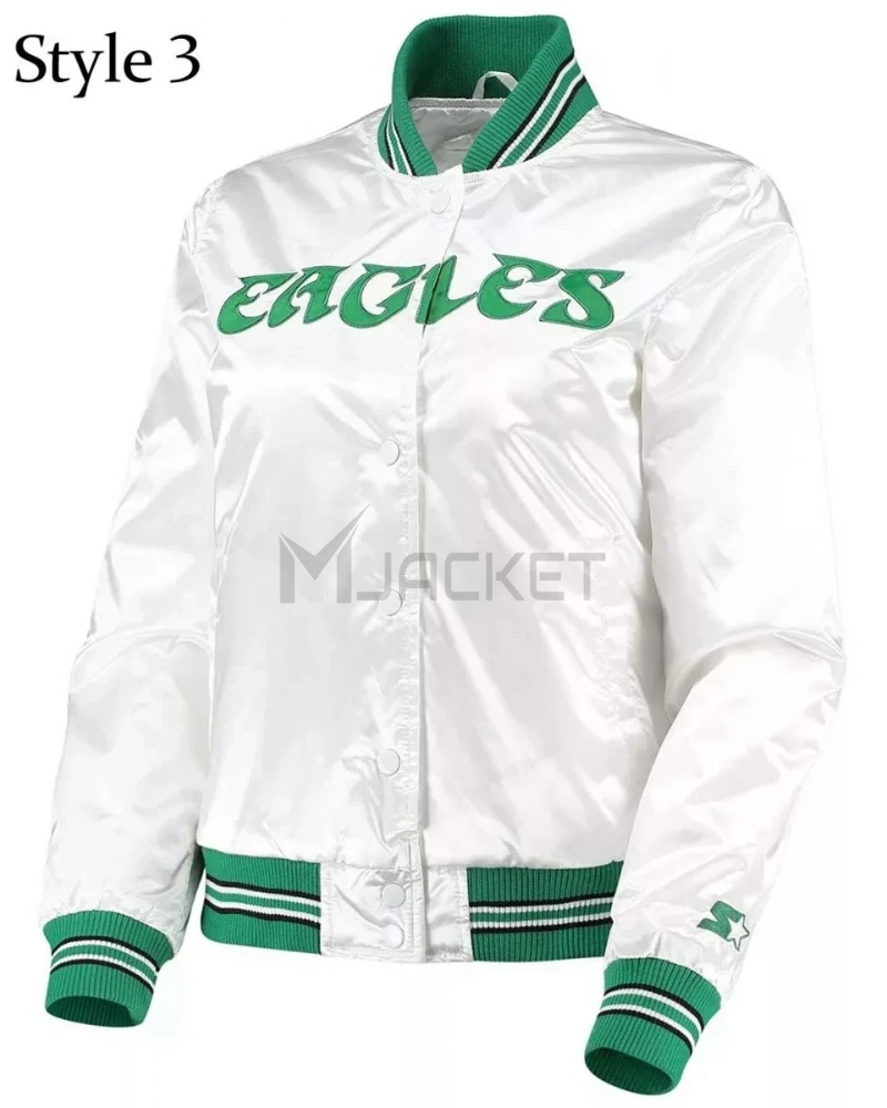 Renegade Philadelphia Eagles Starter Satin Green and White Jacket - image 3