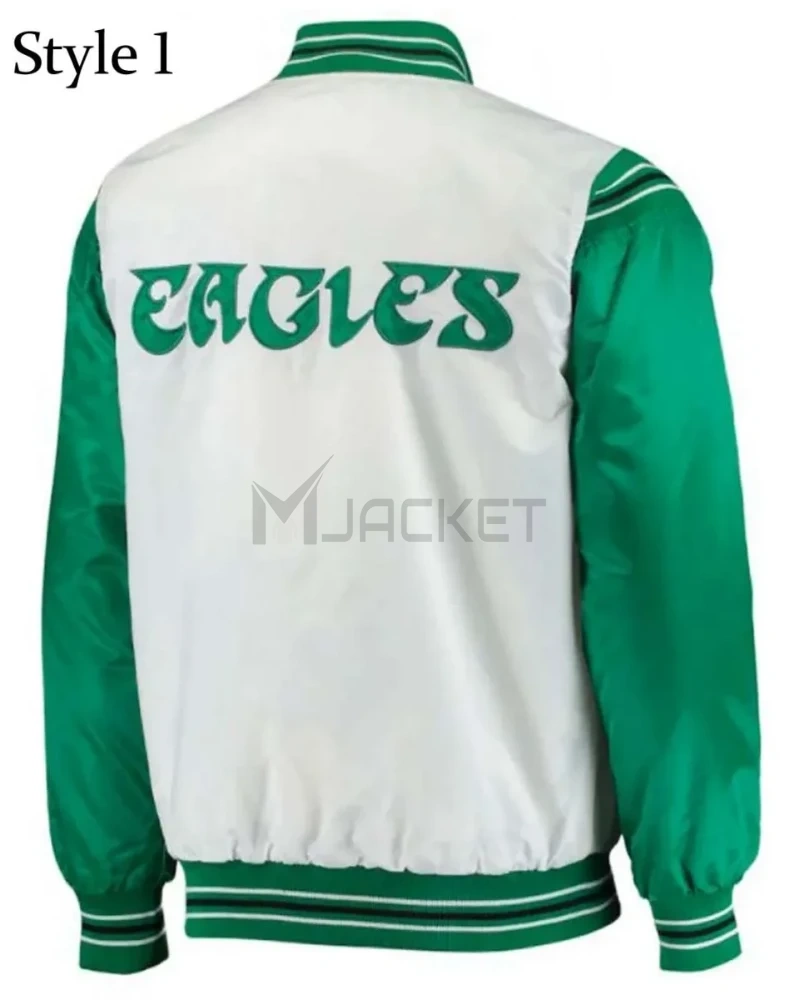 Renegade Philadelphia Eagles Starter Satin Green and White Jacket - image 4