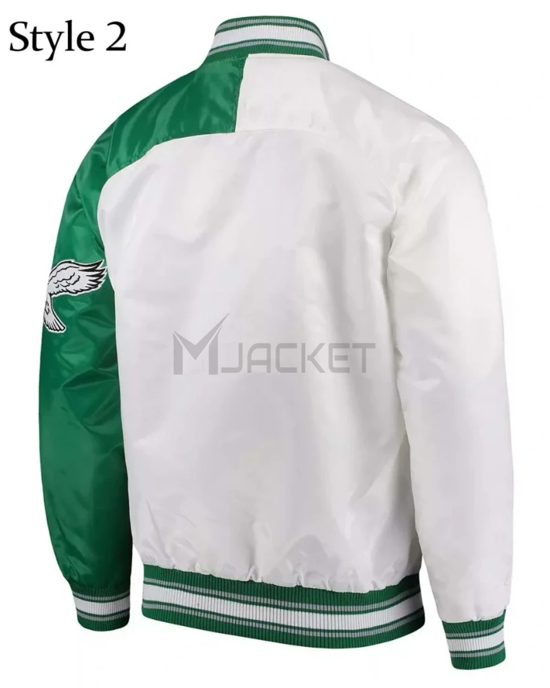 Renegade Philadelphia Eagles Starter Satin Green and White Jacket - image 5