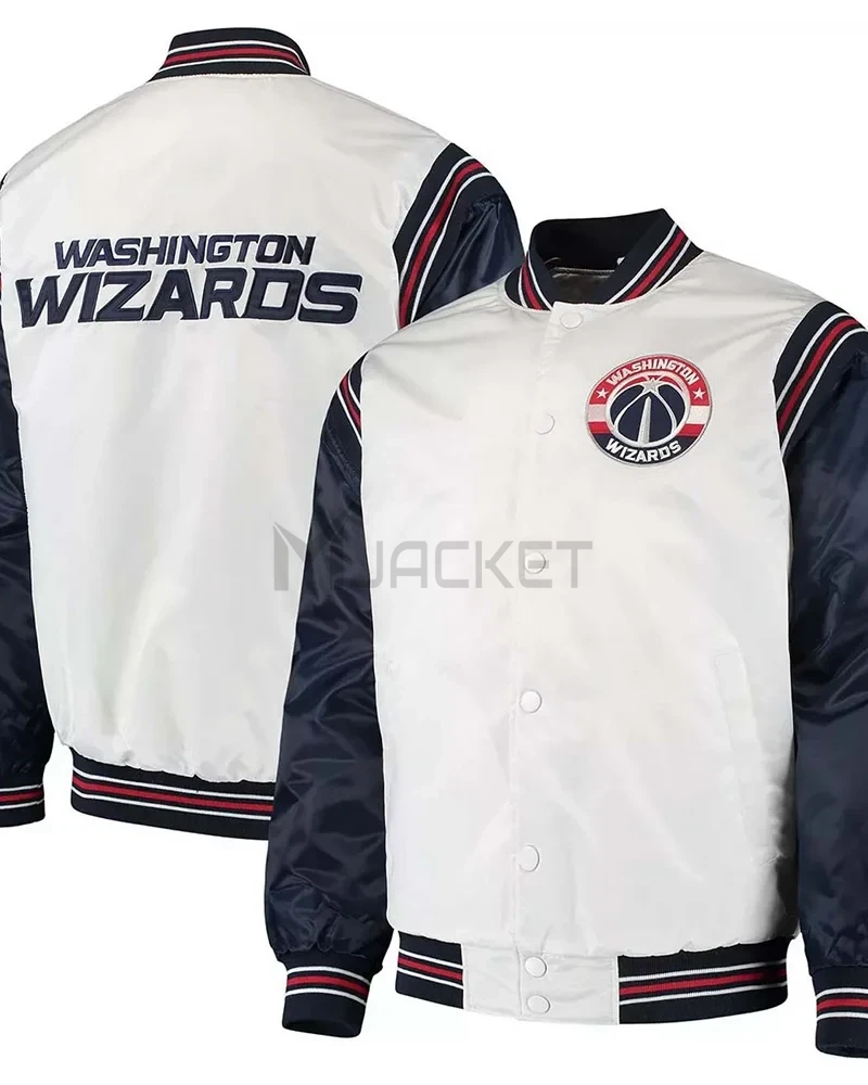 Renegade Washington Wizards White/Navy Satin Jacket - image 3