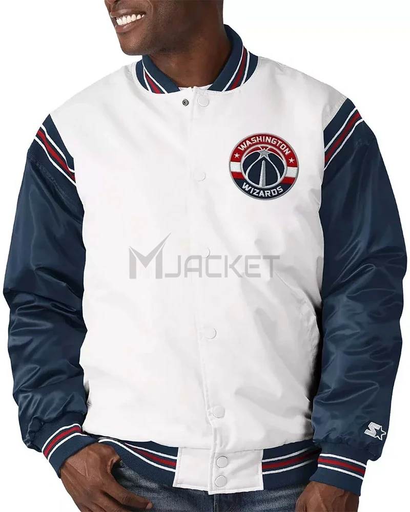 Renegade Washington Wizards White/Navy Satin Jacket - image 4