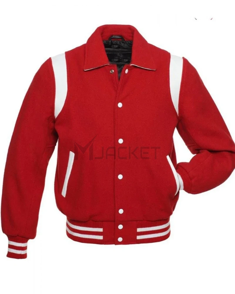 Sailor Collar Red Baseball Wool Jacket - image 1