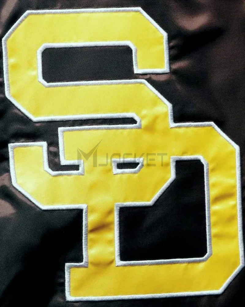 San Diego Padres Brown and Gold Satin Varsity Jacket - image 4