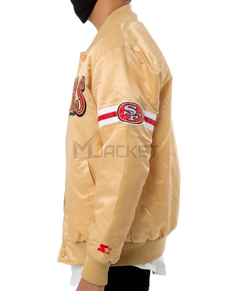 San Francisco 49ers Starter Bomber White/Gold Jacket - image 10