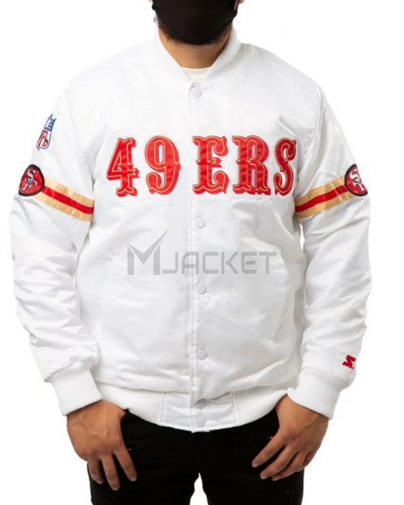 San Francisco 49ers Starter Bomber White/Gold Jacket - image 2