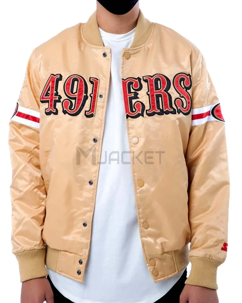 San Francisco 49ers Starter Bomber White/Gold Jacket - image 5