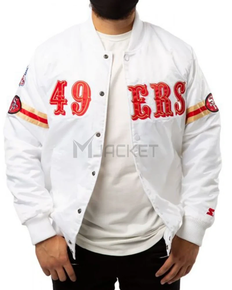 San Francisco 49ers Starter Bomber White/Gold Jacket - image 6