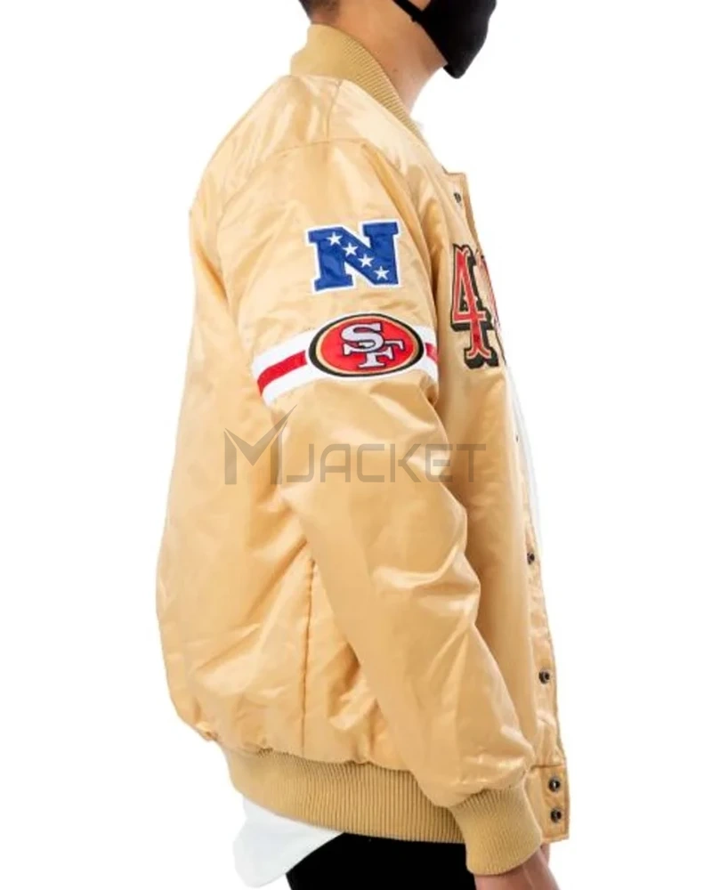 San Francisco 49ers Starter Bomber White/Gold Jacket - image 8