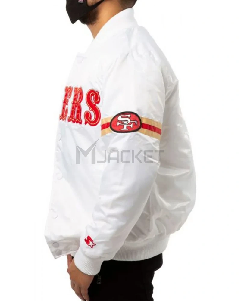San Francisco 49ers Starter Bomber White/Gold Jacket - image 9
