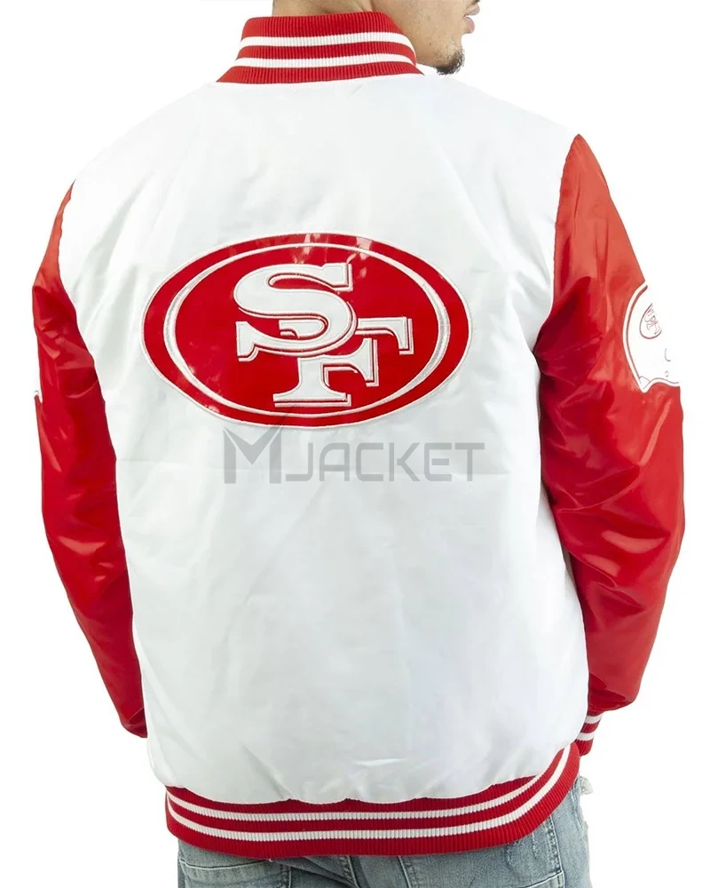 San Francisco 49ers White and Red Satin Jacket - image 2