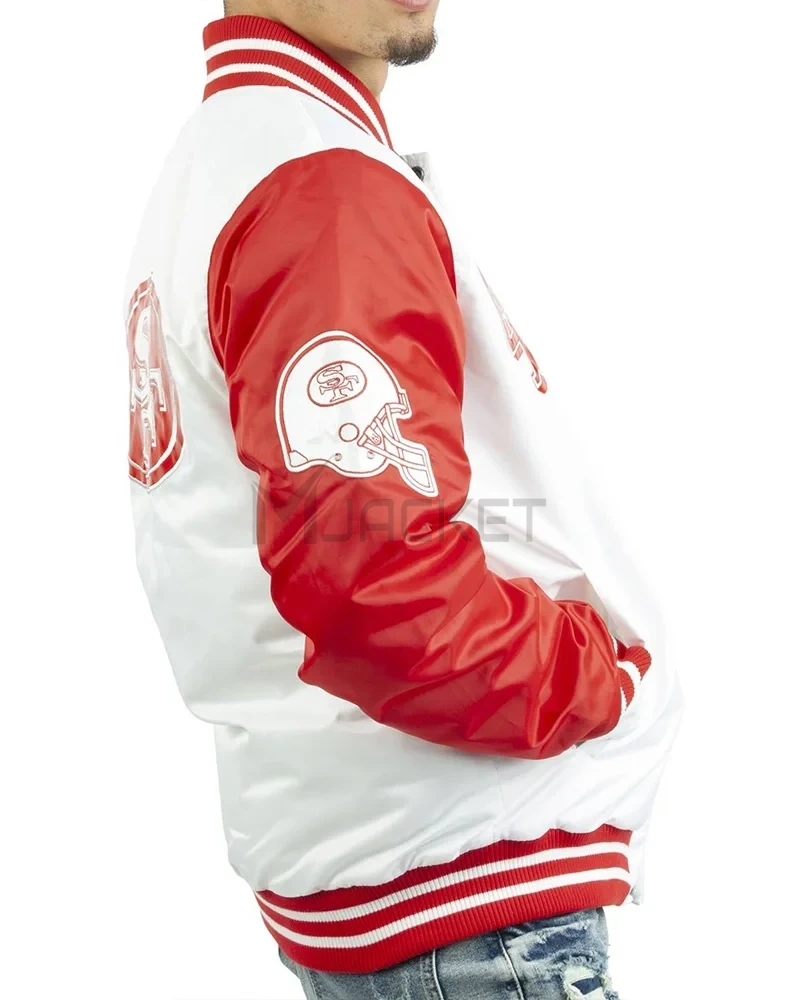 San Francisco 49ers White and Red Satin Jacket - image 4