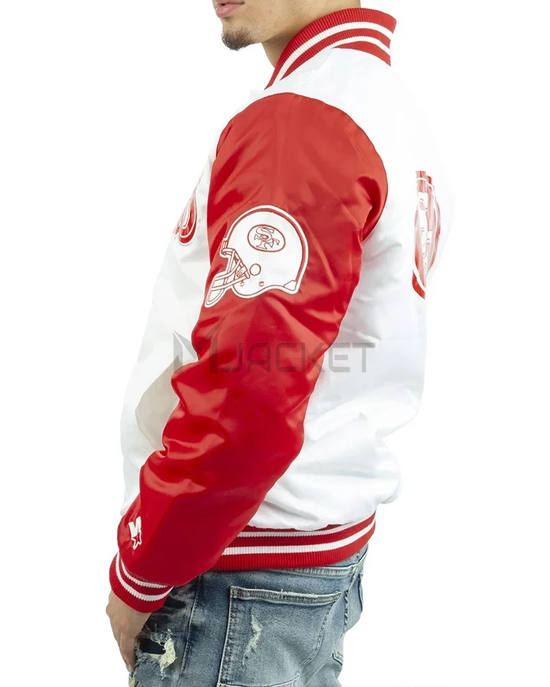 San Francisco 49ers White and Red Satin Jacket - image 5