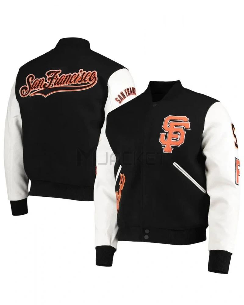 San Francisco Giants Letterman Black and White Full-Zip Jacket - image 3
