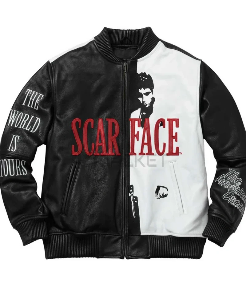 Scarface Tony Montana Bomber Leather Jacket - image 1