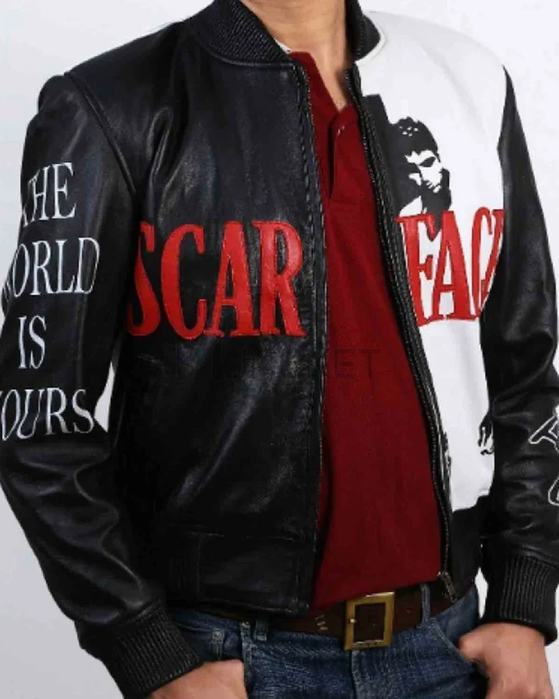 Scarface Tony Montana Bomber Leather Jacket - image 2