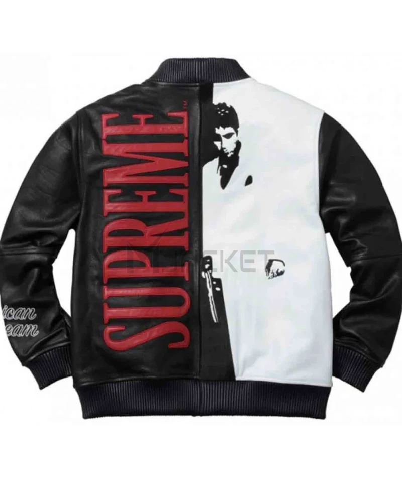 Scarface Tony Montana Bomber Leather Jacket - image 3