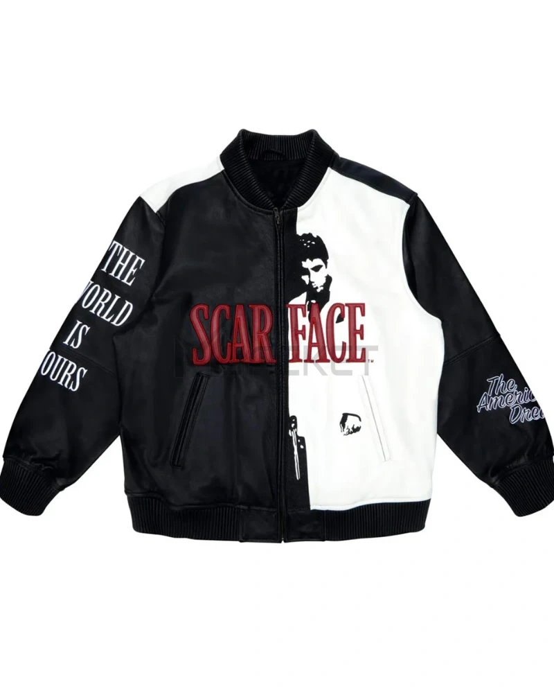 Scarface Tony Montana Bomber Leather Jacket - image 4