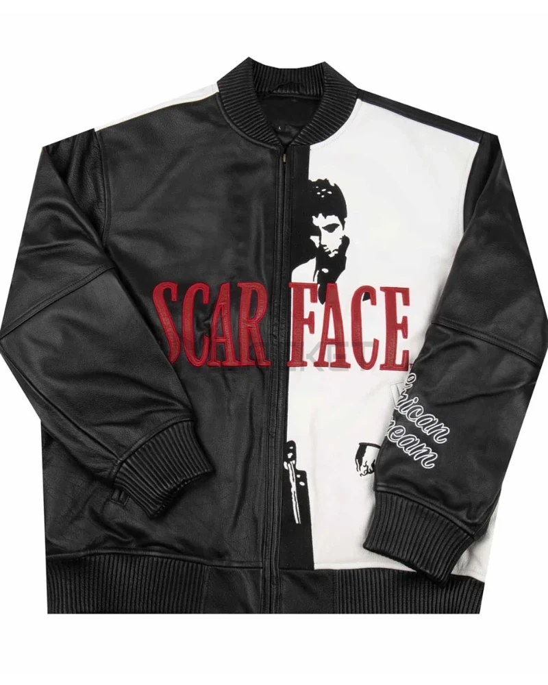 Scarface Tony Montana Bomber Leather Jacket - image 5