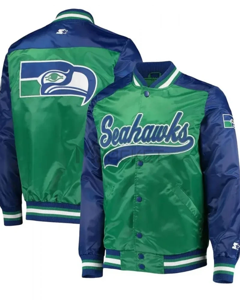 Seattle Seahawks Starter Blue and Green Jacket - image 3