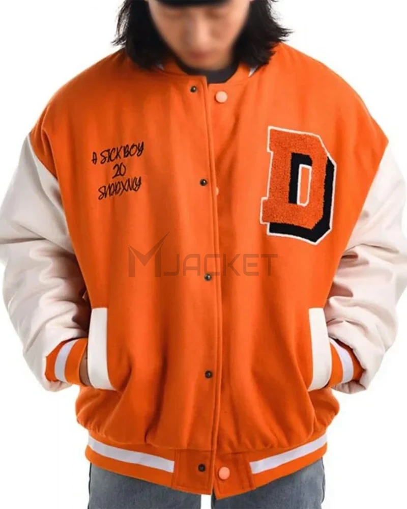 Sickboy D Letterman White and Orange Jacket - image 1