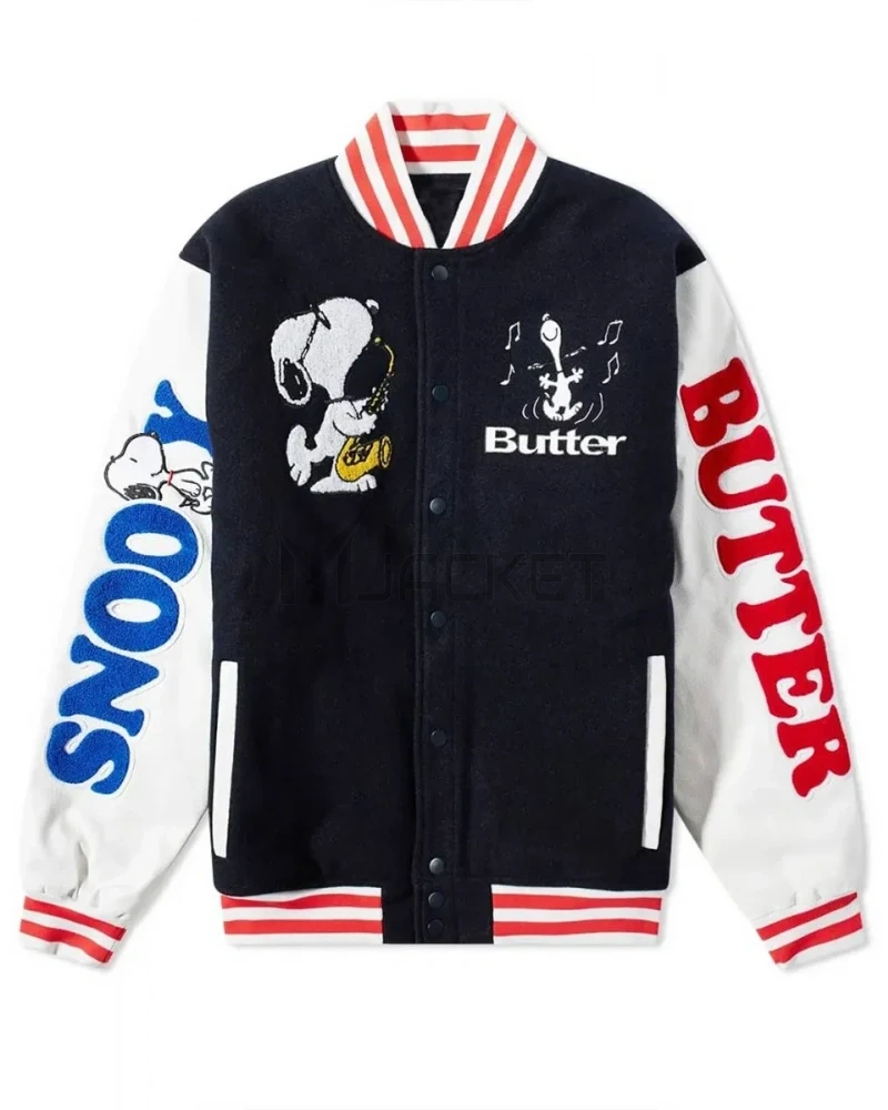 Snoopy Butter Black and White Letterman Jacket - image 1
