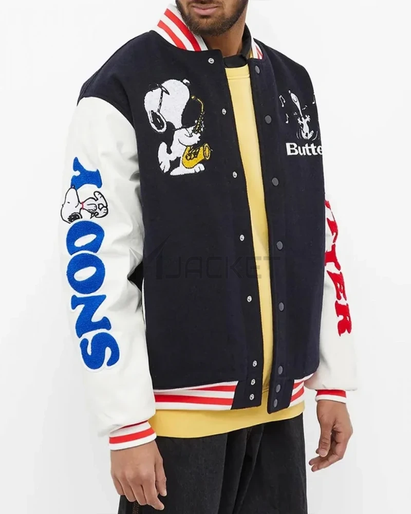 Snoopy Butter Black and White Letterman Jacket - image 3
