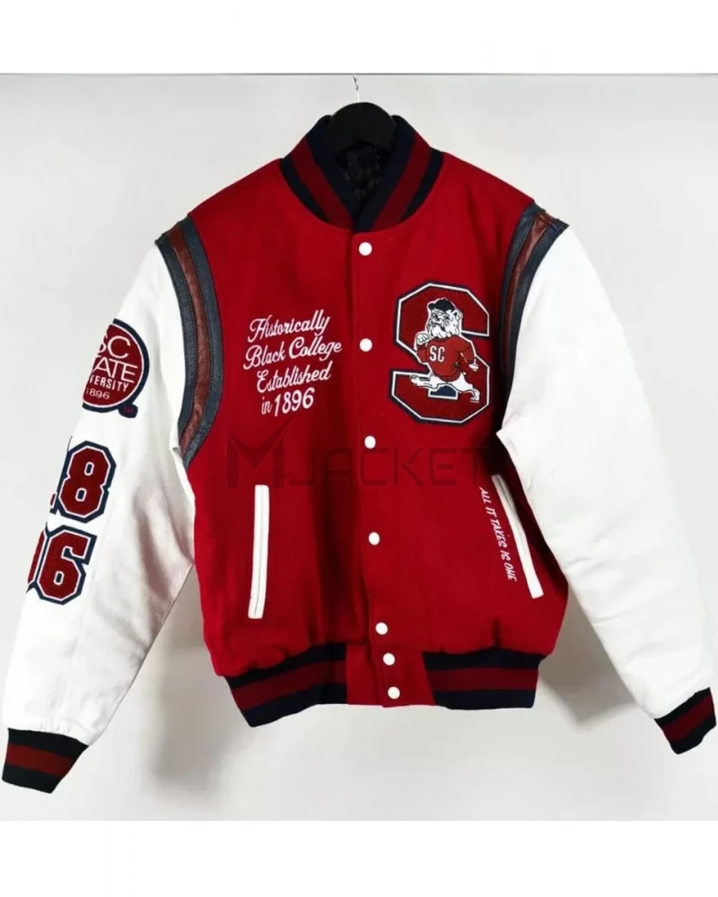 South Carolina State University Letterman Red and White Jacket - image 1