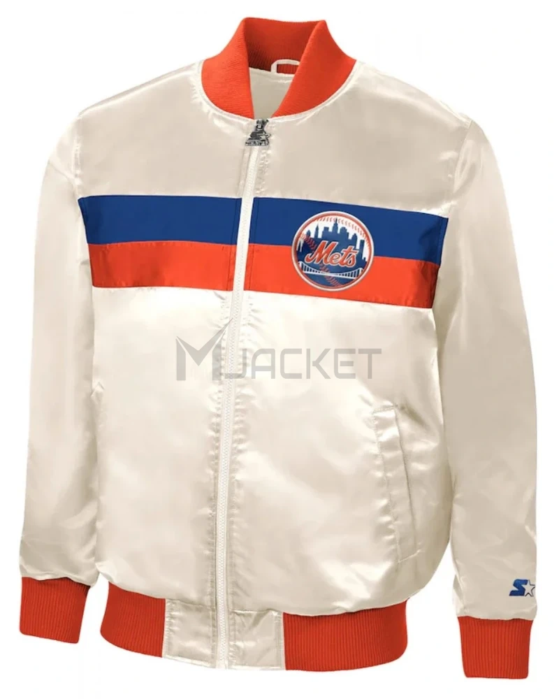 Starter NY Mets White Satin Jacket - image 1