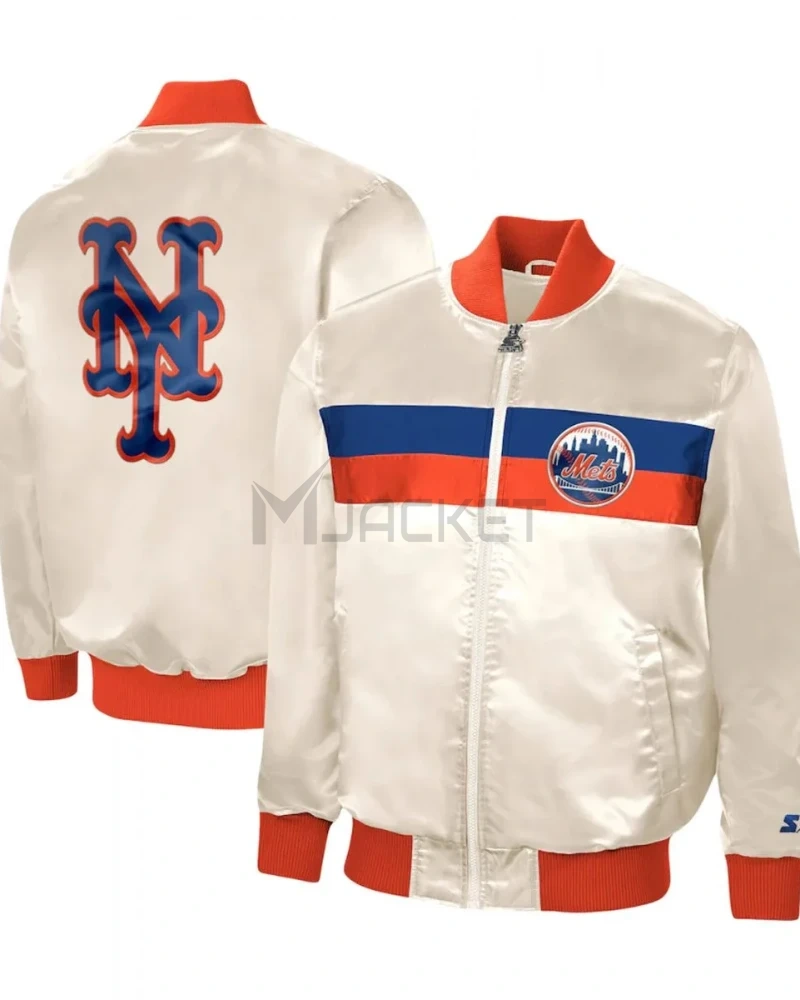 Starter NY Mets White Satin Jacket - image 3