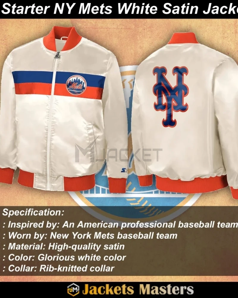 Starter NY Mets White Satin Jacket - image 4