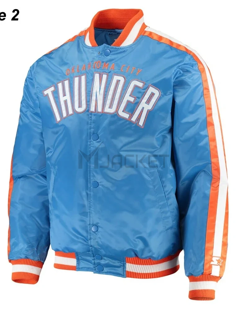 Starter Oklahoma City Thunder Varsity Orange and Blue Jacket - image 2