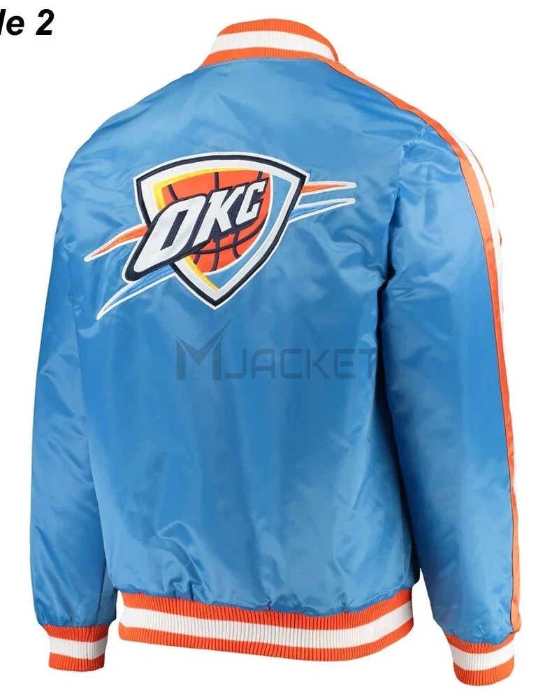Starter Oklahoma City Thunder Varsity Orange and Blue Jacket - image 4