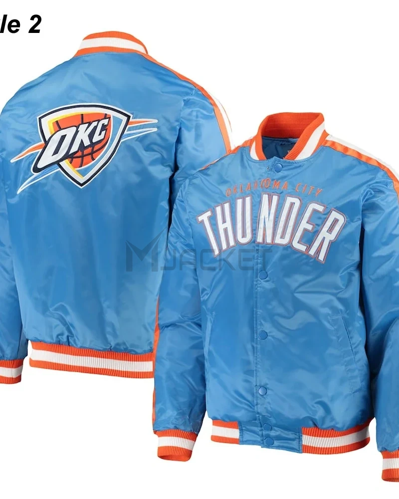 Starter Oklahoma City Thunder Varsity Orange and Blue Jacket - image 6