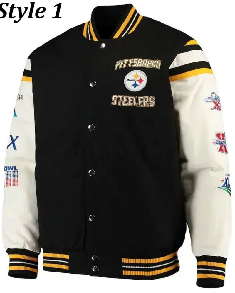 Super Bowl Champions Pittsburgh Steelers Black Letterman Jacket - image 1