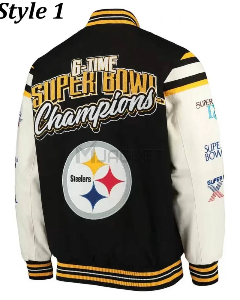 Super Bowl Champions Pittsburgh Steelers Black Letterman Jacket - image 3