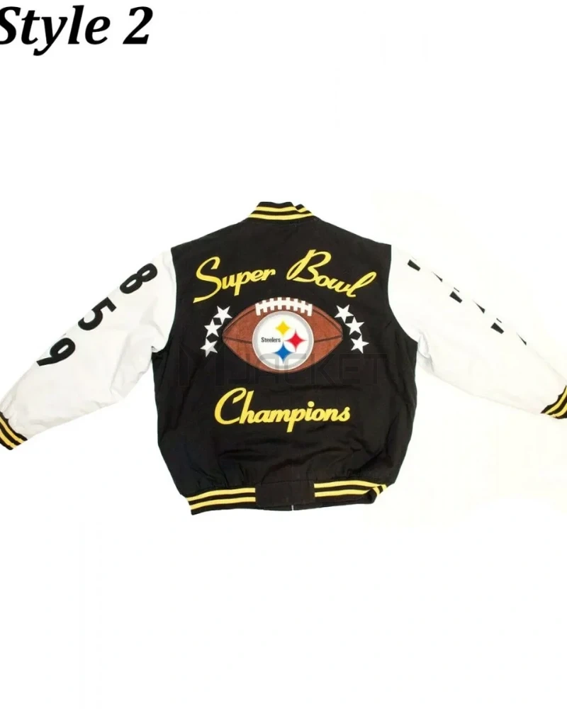 Super Bowl Champions Pittsburgh Steelers Black Letterman Jacket - image 4