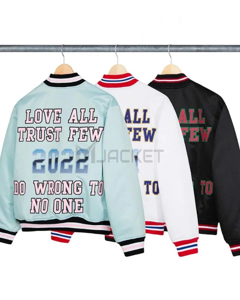 Supreme Love All Trust Few 2022 Varsity Satin Jacket - image 7