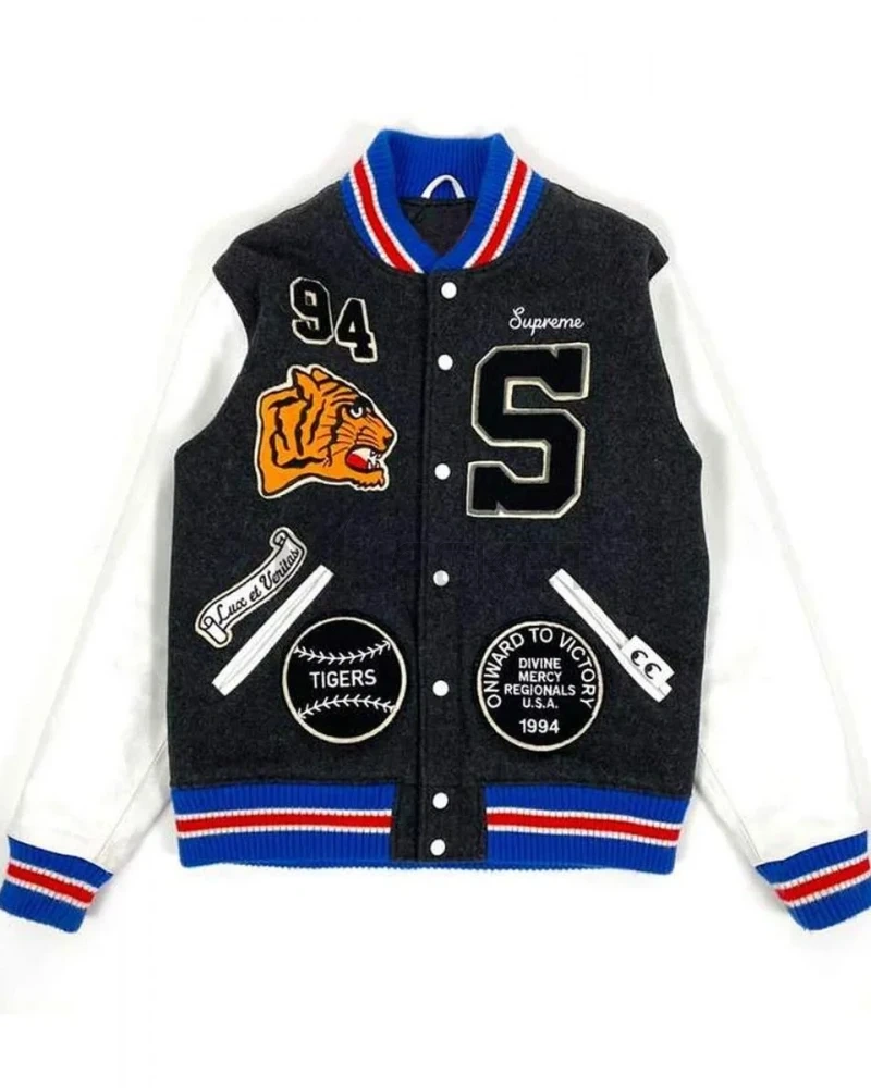 Supreme Tiger White and Black Varsity Jacket - image 1