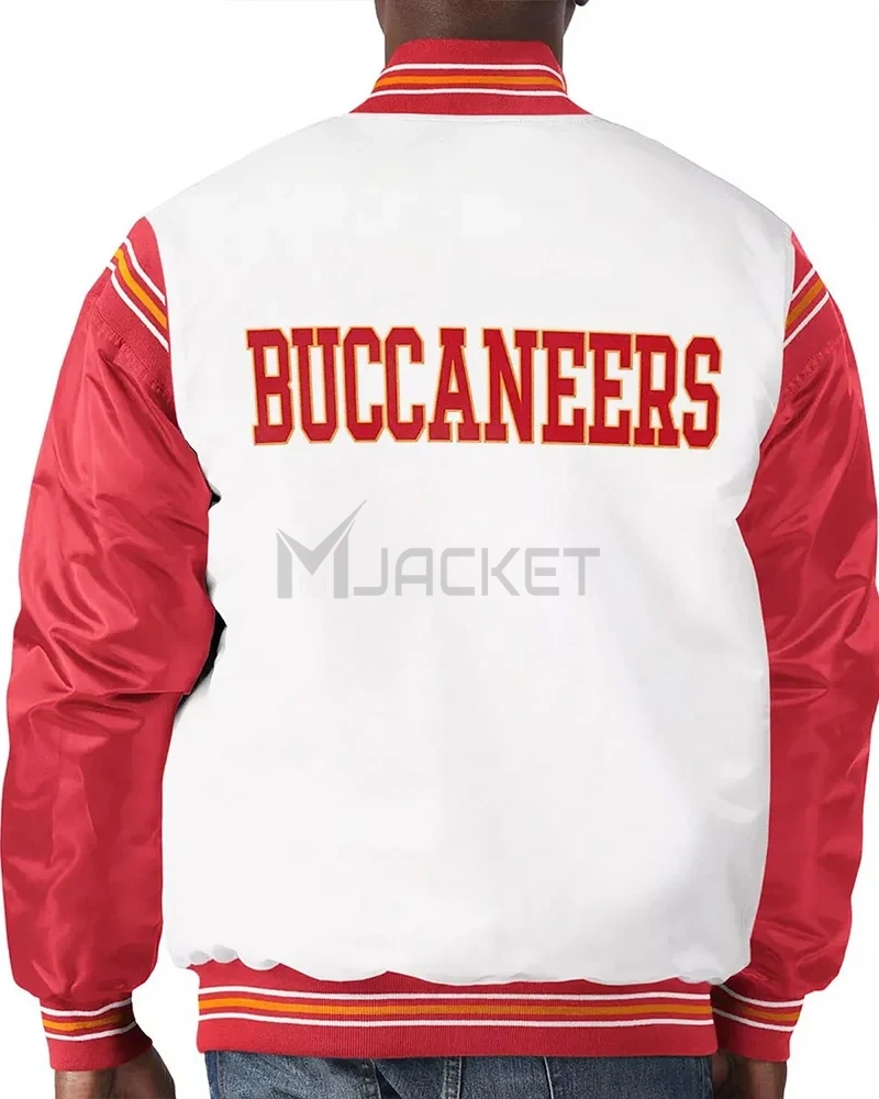 Tampa Bay Buccaneers Historic Renegade White/Red Varsity Satin Jacket - image 2