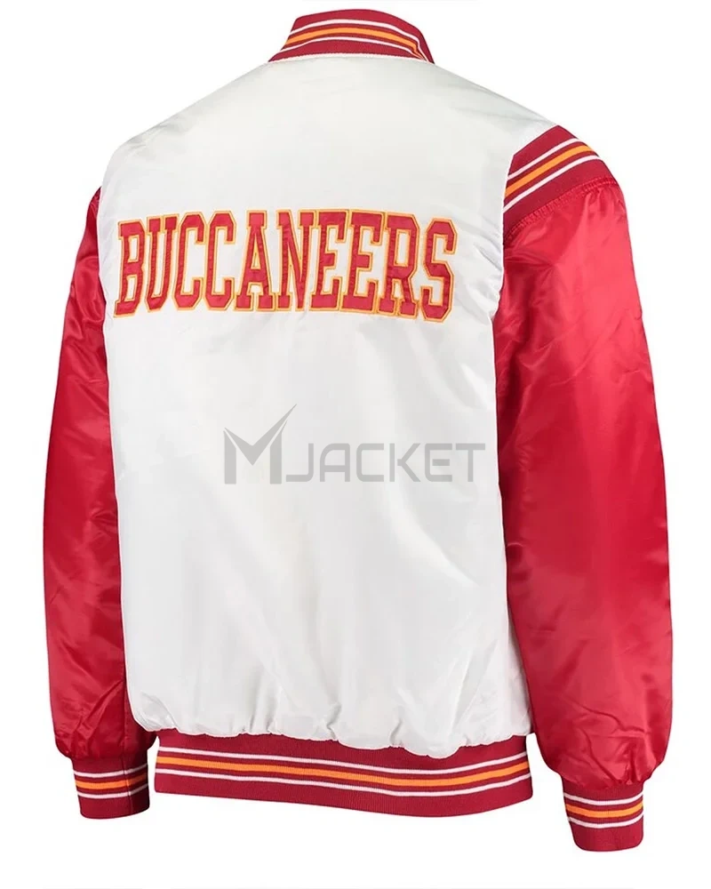 Tampa Bay Buccaneers Historic Renegade White/Red Varsity Satin Jacket - image 4