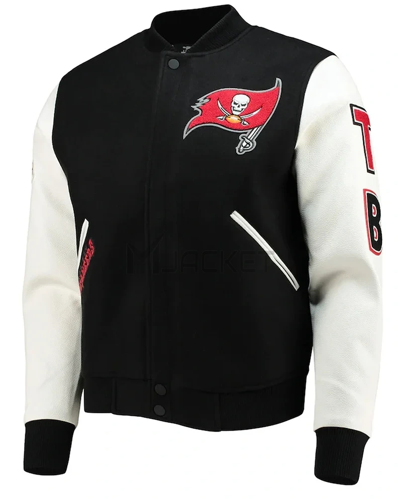 Tampa Bay Buccaneers White and Black Letterman Jacket - image 1