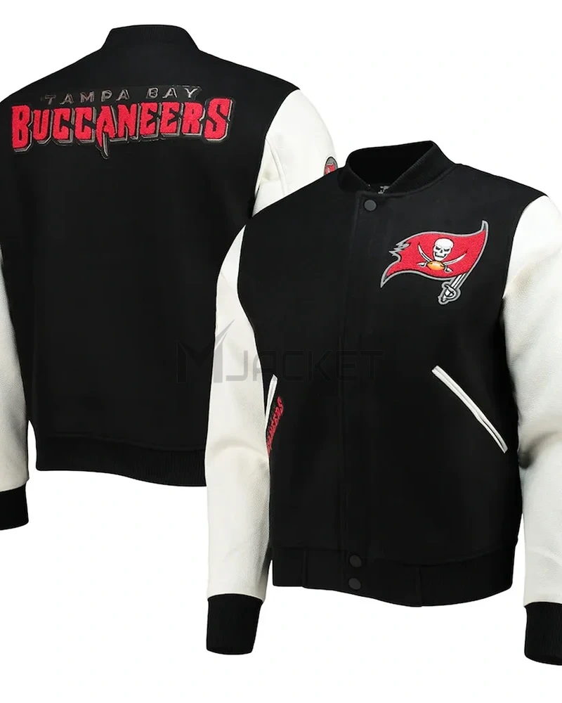 Tampa Bay Buccaneers White and Black Letterman Jacket - image 3