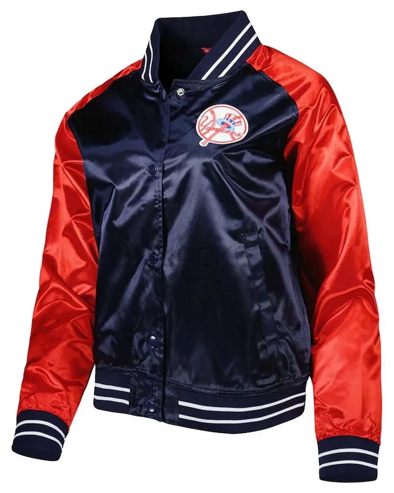 Team 2.0 NY Yankees Navy Blue/Red Satin Jacket - image 1